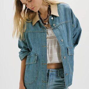 Oversized Free people lemon denim jacket (fits up to medium)
